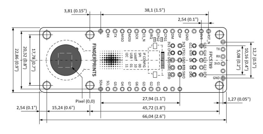 Mechanical Drawing - Fingerprints FPC2534 AllKey Pro Development Kit